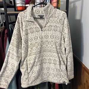 Eddie Bauer Beige Patterned Cowl Sweater